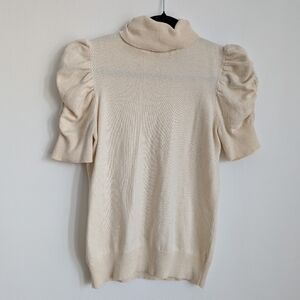 Y2K Old Money Silk Cashmere Puff Sleeve Turtleneck Jumper Elevated Basics